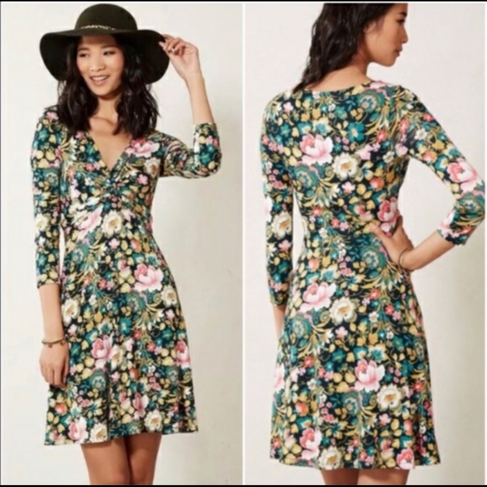 Anthropologie Lilka Floral Knot Dress XS